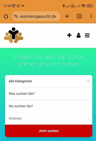 Die Suchfunktion auf der Startseite